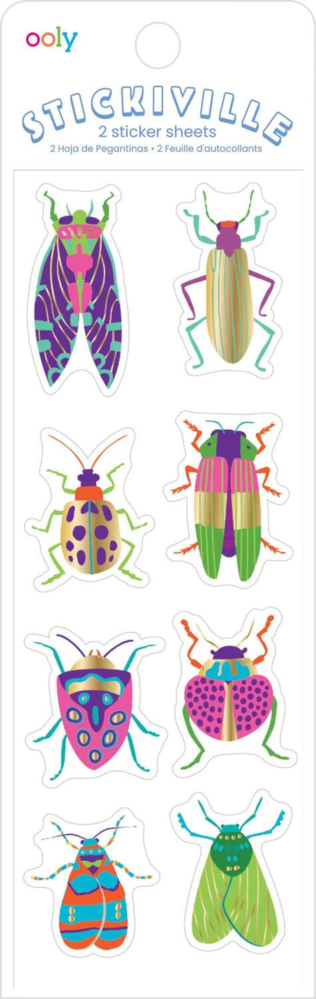 Stickiville Stickers: Fancy Bugs - Skinny (2 Sheets)
(Metallic Foil)