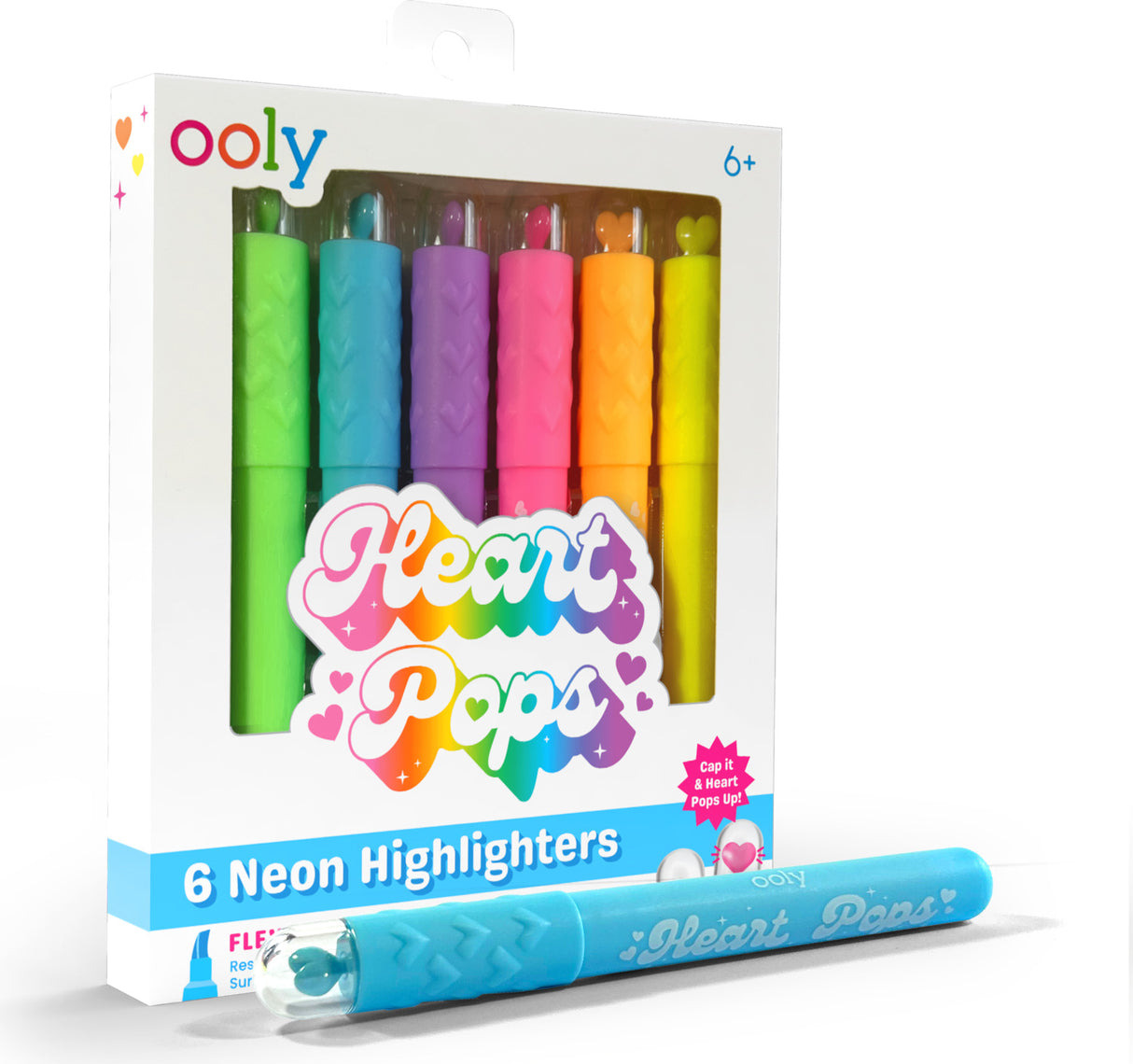 Heart Pops Neon Highlighters - Set of 6