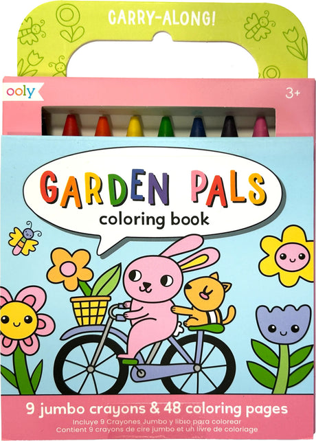 Carry Along! Coloring Book and Crayon Set - Garden Pals - Set of 9 Crayons