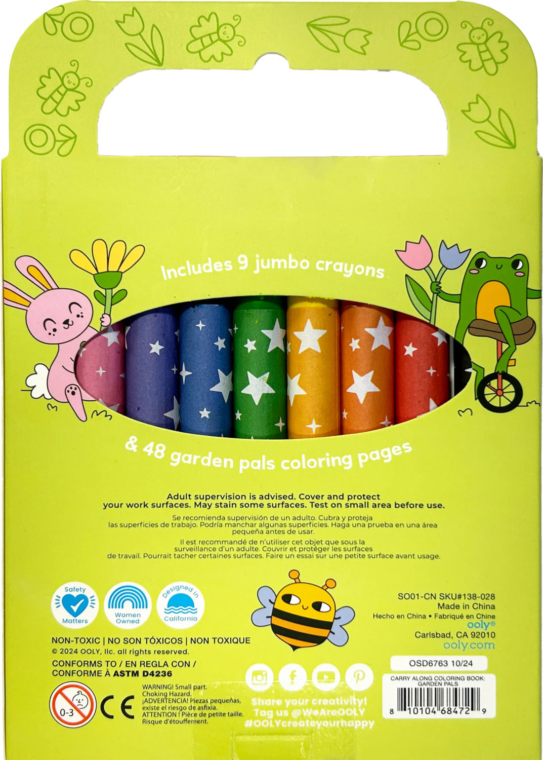 Carry Along! Coloring Book and Crayon Set - Garden Pals - Set of 9 Crayons