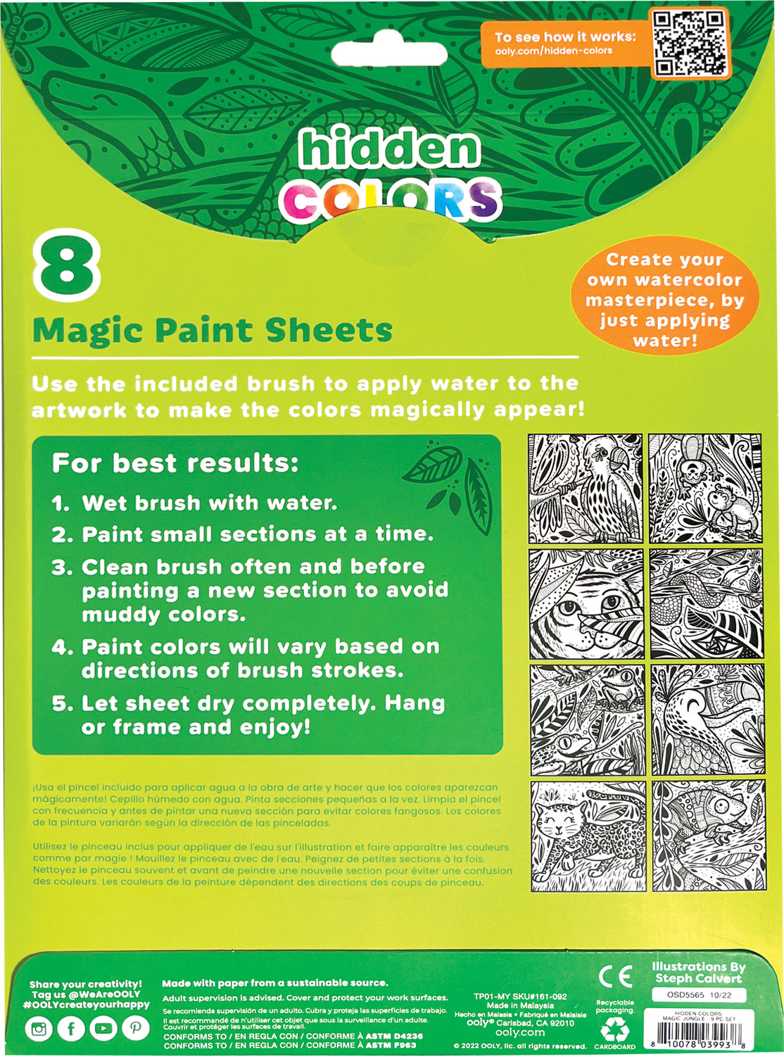 Hidden Colors Magic Paint Sheets (9 PC Set)- Magic Jungle