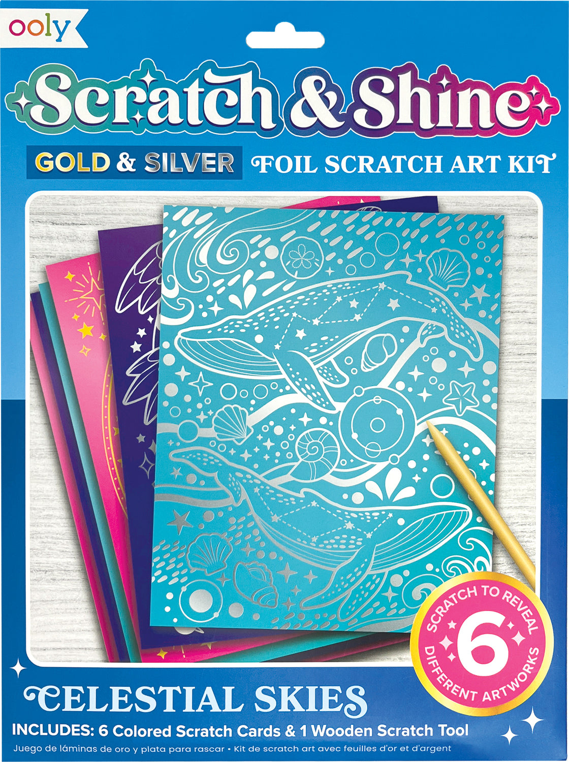 Scratch & Shine Foil Scratch Art Kits - Celestial Skies (7 PC Set)