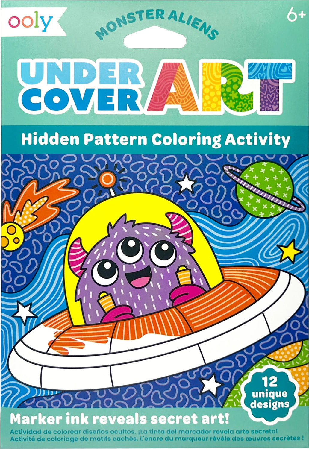 Undercover Art Hidden Pattern Coloring Activity Art Cards - Monster Aliens