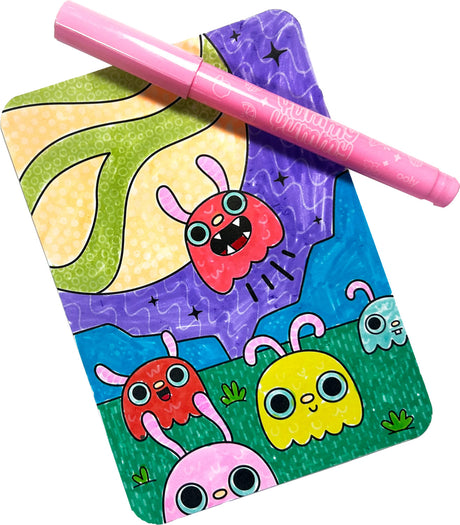 Undercover Art Hidden Pattern Coloring Activity Art Cards - Monster Aliens