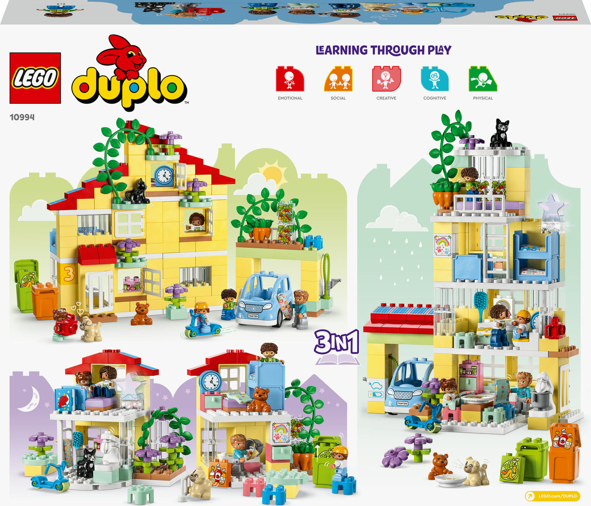 LEGO® DUPLO 3 in 1 Family House Set with Toy Car