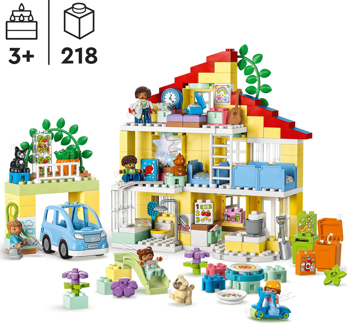 LEGO® DUPLO 3 in 1 Family House Set with Toy Car