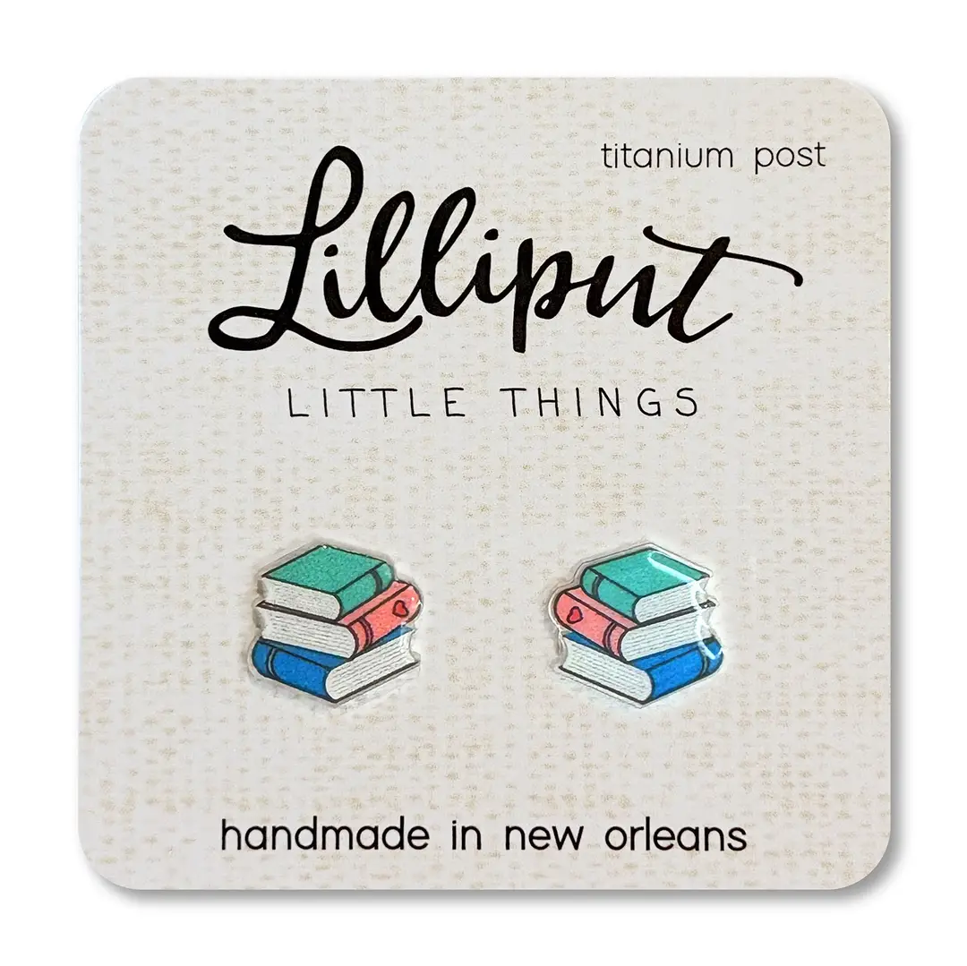Lilliput Earrings: Book Stack