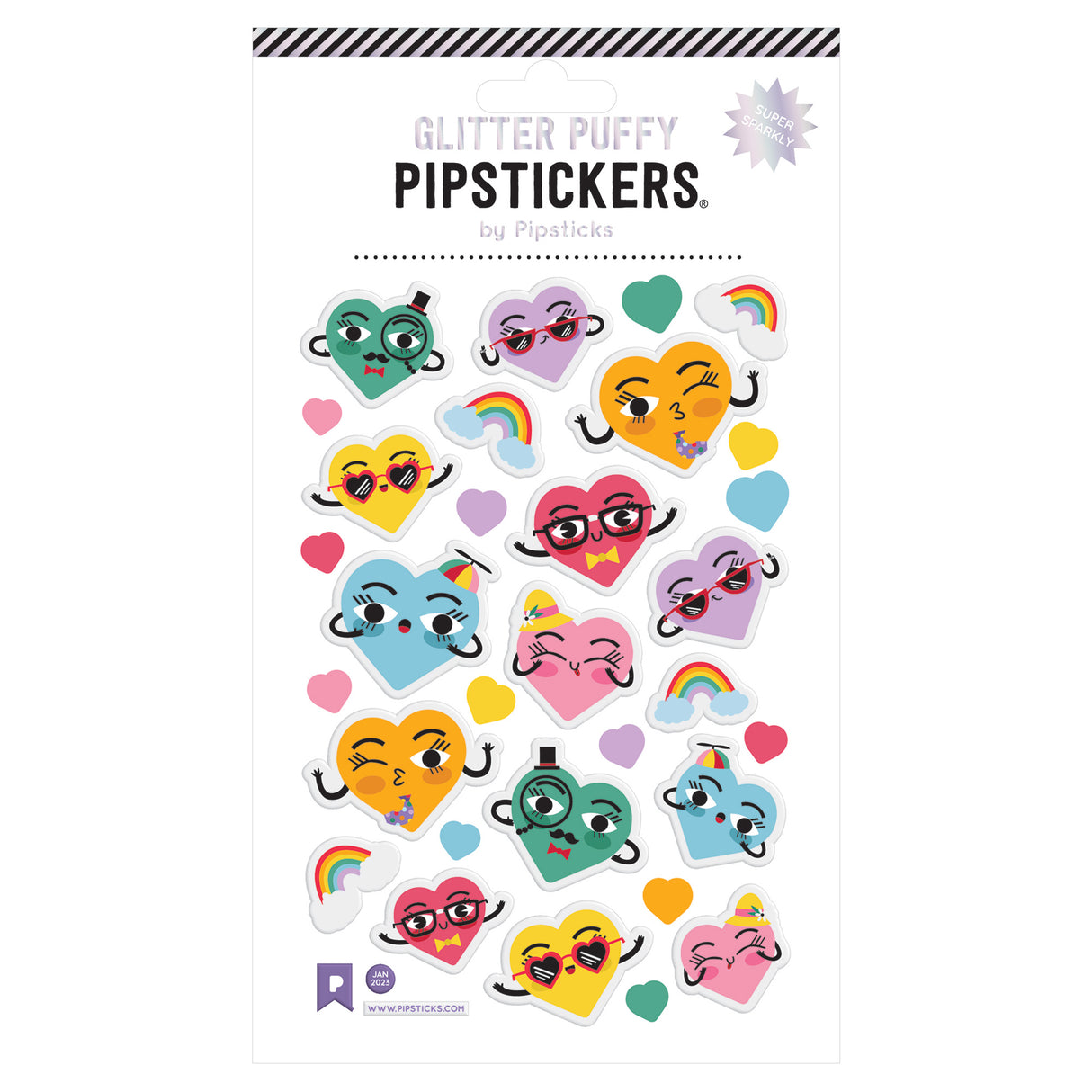Pipsticks Glitter Puffy: Huggable Hearts