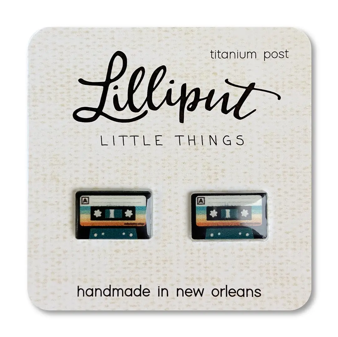 Lilliput Earrings: Retro Cassette