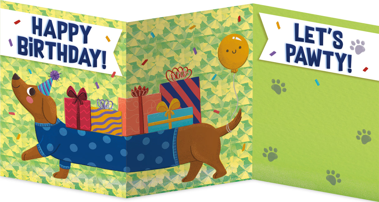 Tri-Fold: Wiener Dog With Gifts Foil