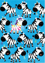 Birthday Zebras Flocked Card