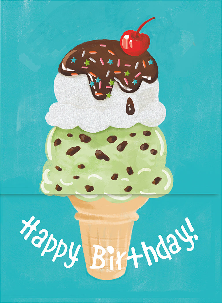 Ice Cream Glitter Tall Tri-fold Card