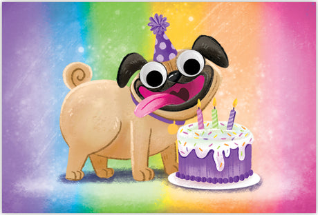 Dog With Cake Googly Eye Enclosure