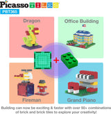 PicassoTiles 316pcs Building Brick Activity Play Table Set