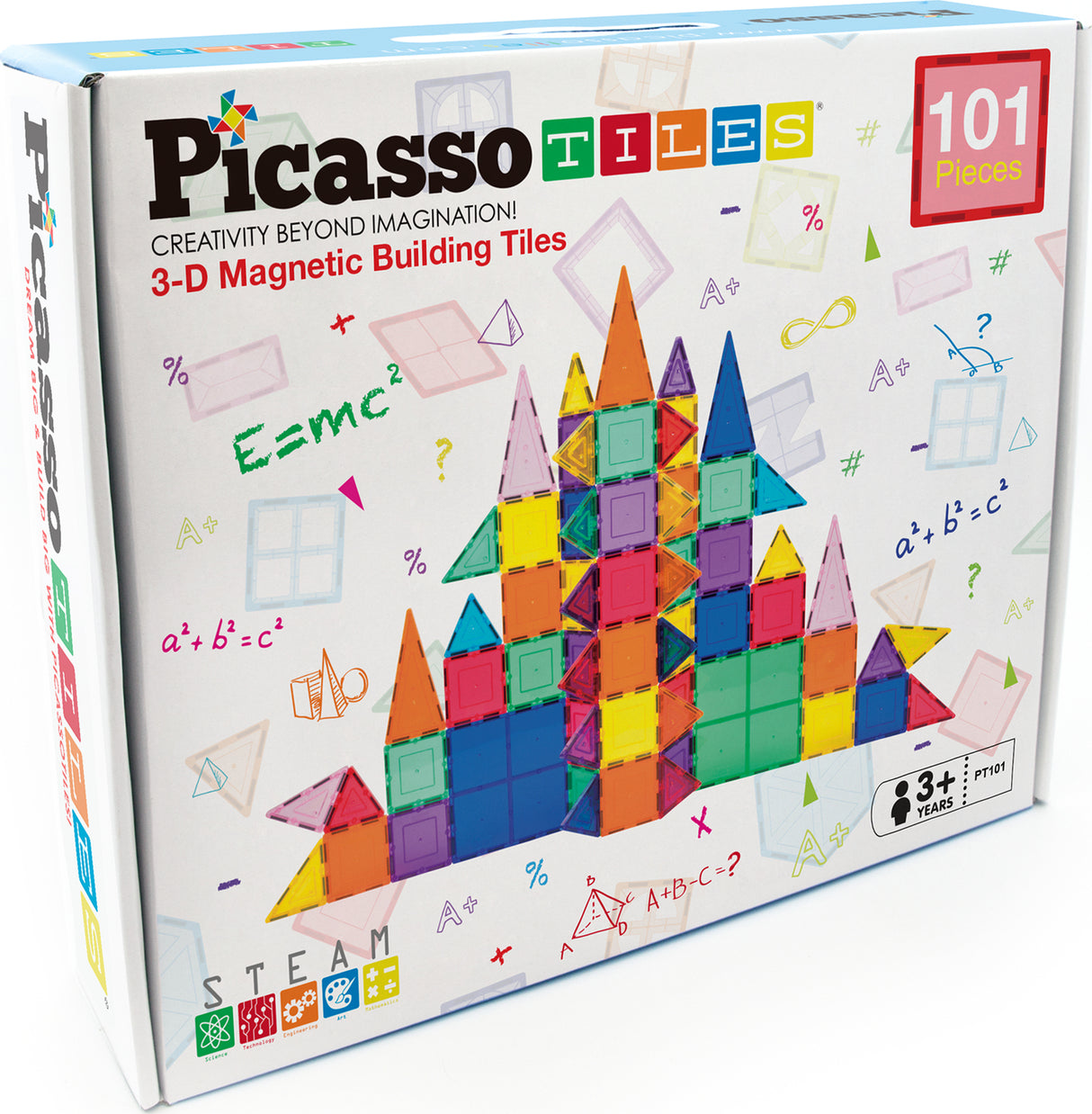 PicassoTiles 101 Piece Magnetic Tile Building Block Toy Set