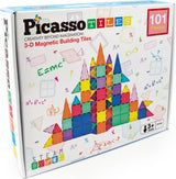 PicassoTiles 101 Piece Magnetic Tile Building Block Toy Set