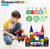 PicassoTiles 152pcs Clear Magnetic Building Tiles Toy Set