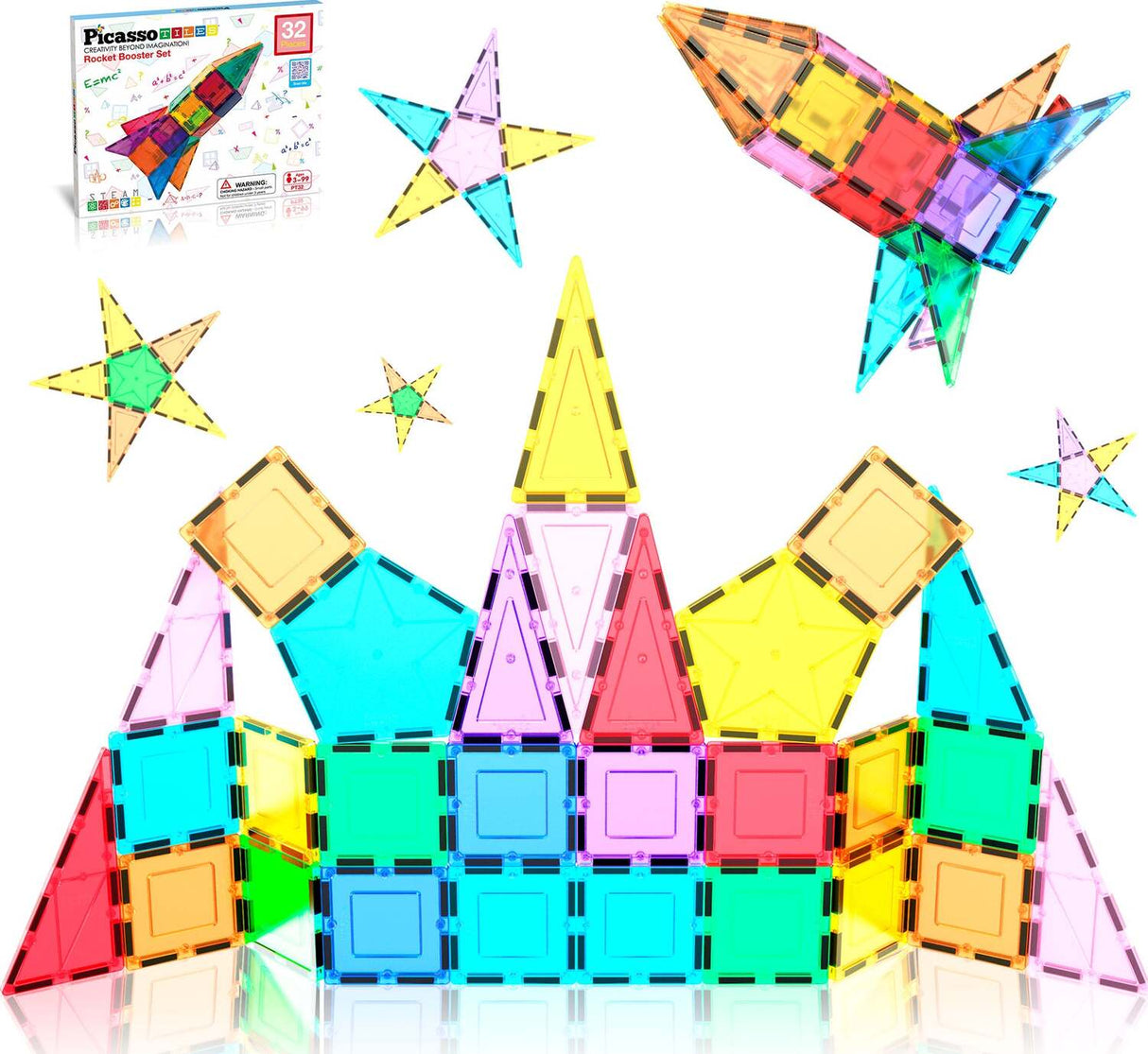 PicassoTiles 32pc Rocket Set