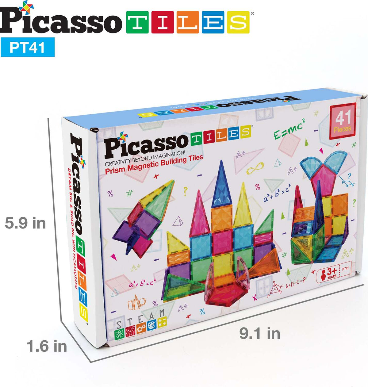 PicassoTiles 41pc Prism Magnetic Building Block Set