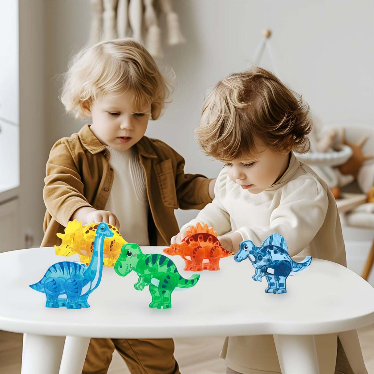 PicassoTiles Magnet Tile Dinosaur Action Figure Playset Mix or Match Compatible Prehistoric Parts