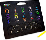 PicassoTiles Double Sided 12"x10" Letters and Numbers Magnetic Drawing Board