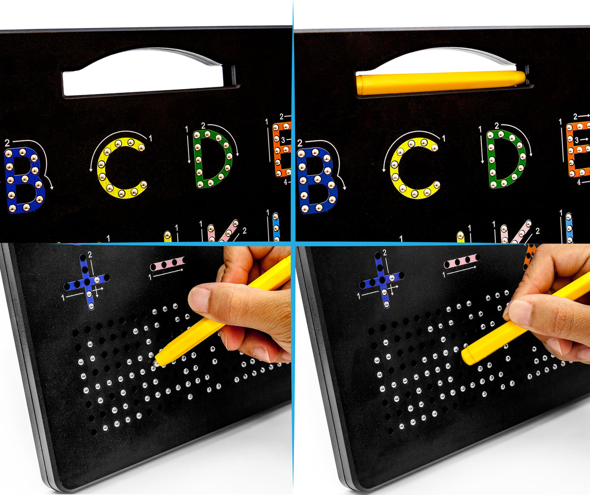 PicassoTiles Double Sided 12"x10" Letters and Numbers Magnetic Drawing Board
