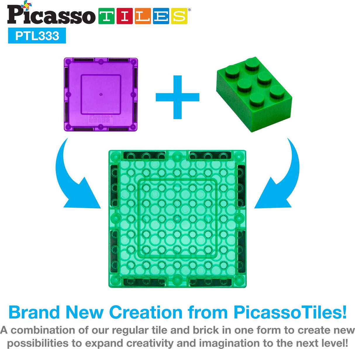 PicassoTiles 333pcs Magnetic Brick Tile and Magnetic Tile Combo Set