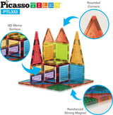 PicassoTiles 333pcs Magnetic Brick Tile and Magnetic Tile Combo Set
