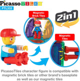 PicassoTiles 333pcs Magnetic Brick Tile and Magnetic Tile Combo Set