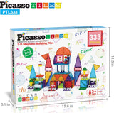 PicassoTiles 333pcs Magnetic Brick Tile and Magnetic Tile Combo Set