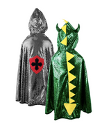 Reversible Dragon/Knight Cape, Green/Silver, Size 5-6