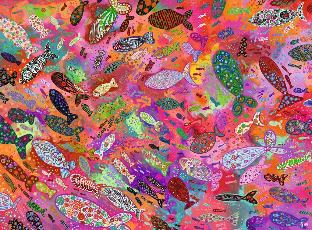 Fish in Fuchsia 500 Pc Puzzle
