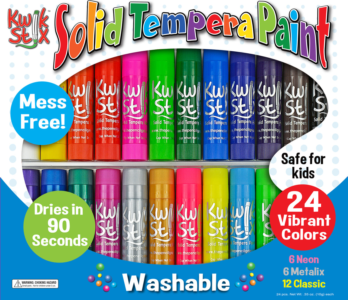 Kwikstix Tempera Paint  24 Pack  Classic, Metalix, Neon Colors