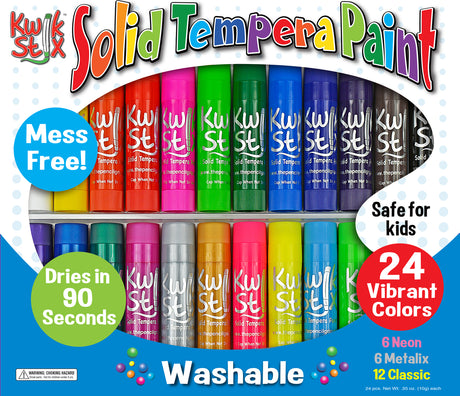 Kwikstix Tempera Paint  24 Pack  Classic, Metalix, Neon Colors