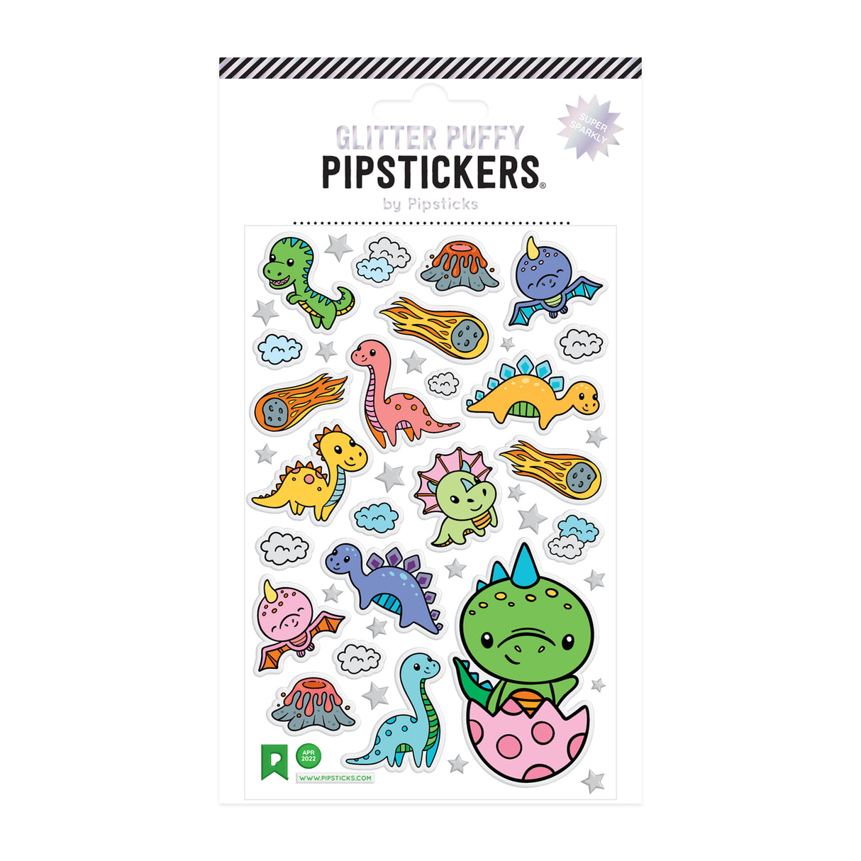 Pipsticks Glitter Puffy: Little Dinsoaurs